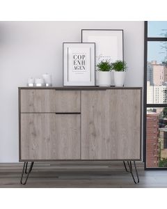 Nevada Small Wooden 2 Doors And 1 Drawer Sideboard In Smoked Oak Effect