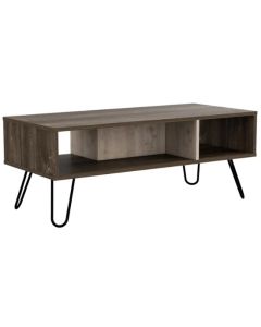 Nevada Wooden Coffee Table With Shelf In Bleached Grey Effect