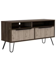 Nevada Wooden TV Stand In Bleached Grey Effect With 4 Doors