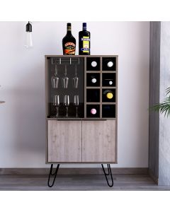 Nevada Wooden Wine Cabinet In Smoked Oak Effect
