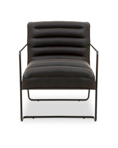 New Foundry Leather Effect Armchair In Black