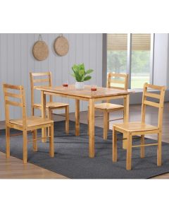 New York Medium Wooden Dining Set In Natural Oak With 4 Chairs