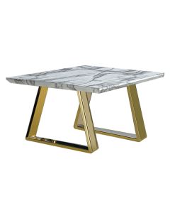 Newchapel Marble Effect Lamp Table With Gold Legs