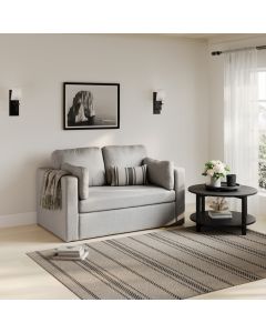 Newport Linen Blend Fabric 2 Seater Sofa In Light Grey