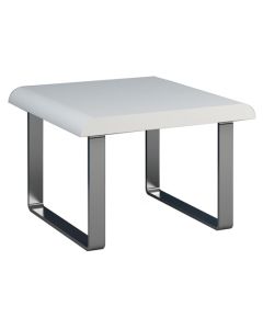 Newline Wooden Lamp Table In White High Gloss With Grey Legs