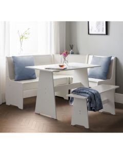 Newport Corner Wooden Dining Set In Surf White