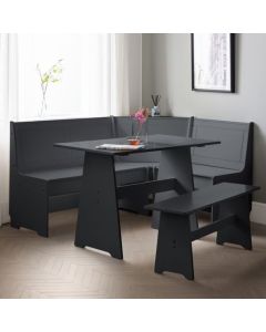 Newport Corner Wooden Dining Set With Storage Bench In Anthracite