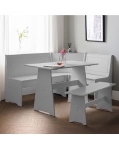 Newport Corner Wooden Dining Set With Storage Bench In Dove Grey