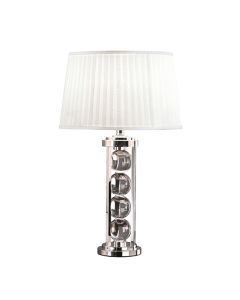Newton White Shade Table Lamp In Polished Nickel