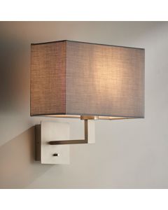 Norton Rectangular Grey Shade Wall Light In Matt Nickel