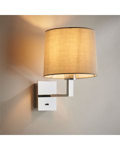 Norton Taupe Fabric Taper Cylinder Shade Wall Light In Polished Chrome