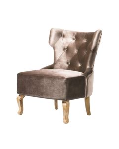 Norton Velvet Fabric Chair In Beige With Oak Wooden Legs
