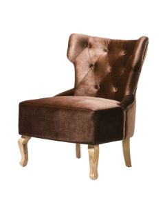 Norton Velvet Fabric Chair In Brown With Wooden Oak Legs