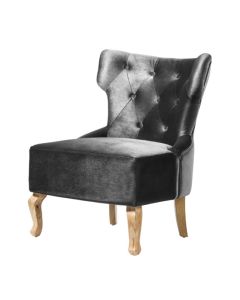 Norton Velvet Fabric Chair In Grey With Wooden Oak Legs