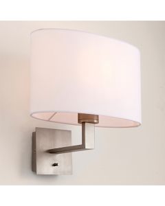 Norton Vintage White Ellipse Shade Wall Light In Matt Nickel