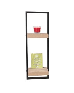 Nova Wooden Framed Double Floating Wall Shelf In Oak Effect