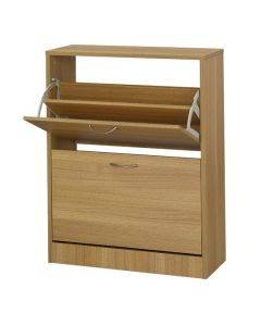 Nova Wooden Shoe Storage Cabinet In Oak With 2 Drawers