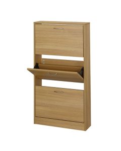 Nova Wooden Shoe Storage Cabinet In Oak With 3 Drawers
