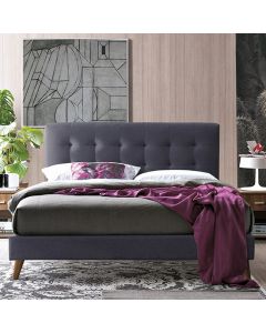 Novara Fabric Upholstered Double Bed In Dark Grey