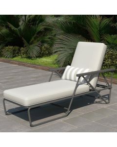 Novogratz Connie Outdoor Chaise Lounge Chair In Grey With Grey Cushion