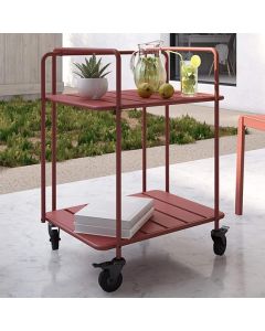 Novogratz Penelope Outdoor Metal Serving Cart In Persimmon Red