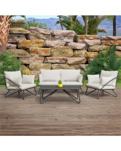 Novogratz Teddi Outdoor 4 Piece Dining Set With Rain Covers