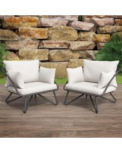 Novogratz Teddi Outdoor Lounge Chairs In Charcoal Grey With Rain Covers