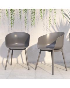 Novogratz York Xl Outdoor Charcoal Resin Dining Chairs In Pair