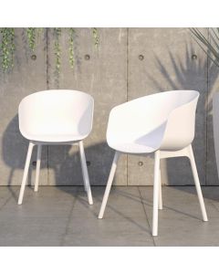 Novogratz York Xl Outdoor White Resin Dining Chairs In Pair