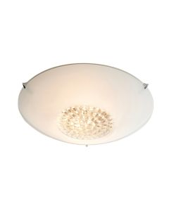 Nya 2 Lights Flush Ceiling Light In White And Clear Glass