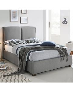 Oakland Fabric Upholstered Double Bed In Light Grey