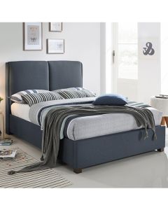 Oakland Fabric Upholstered King Size Bed In Dark Grey