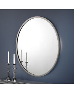 Octave Round Wall Mirror In Pewter Effect