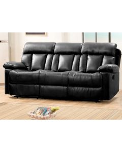 Ohio Bonded Leather And PU Recliner 3 Seater Sofa In Black