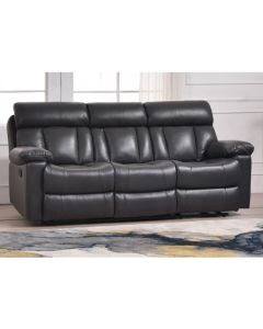 Ohio Bonded Leather And PU Recliner 3 Seater Sofa In Grey
