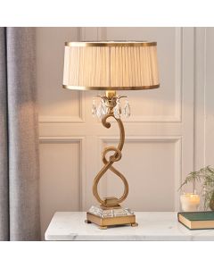 Oksana Medium Beige Shade Table Lamp In Antique Brass