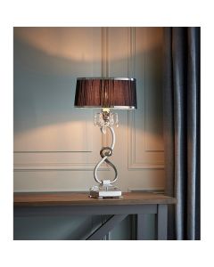 Oksana Medium Black Shade Table Lamp In Nickel