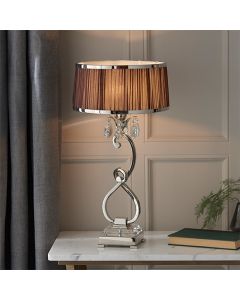 Oksana Medium Chocolate Shade Table Lamp In Polished Nickel