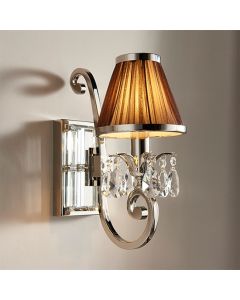 Oksana Single Chocolate Shade Wall Light In Polished Nickel