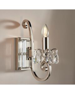 Oksana Single Clear Crystal Wall Light In Polished Nickel