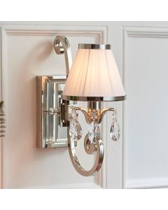 Oksana Single White Shade Wall Light In Polished Nickel