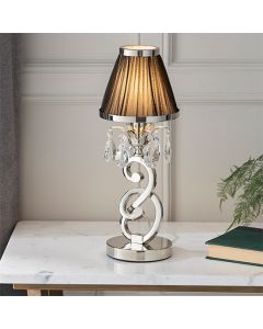 Oksana Small Black Shade Table Lamp In Polished Nickel