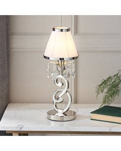 Oksana Small White Shade Table Lamp In Polished Nickel