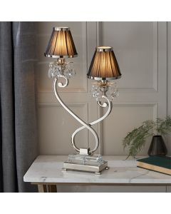 Oksana Twin Black Shade Table Lamp In Polished Nickel