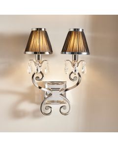 Oksana Twin Black Shades Wall Light In Polished Nickel