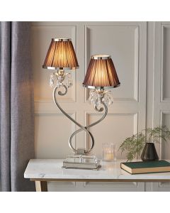 Oksana Twin Chocolate Shade Table Lamp In Polished Nickel