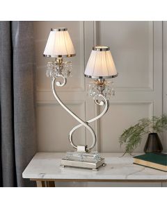 Oksana Twin White Shade Table Lamp In Polished Nickel