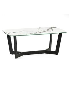 Olympus Glass Top Coffee Table In White Marble Effect