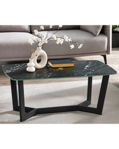 Olympus Glass Top Coffee Table In Black Marble Effect