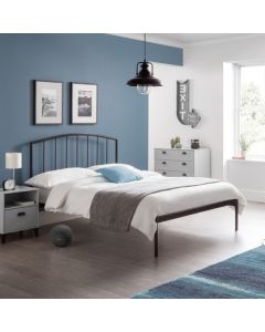 Onyx Metal Double Bed In Satin Grey